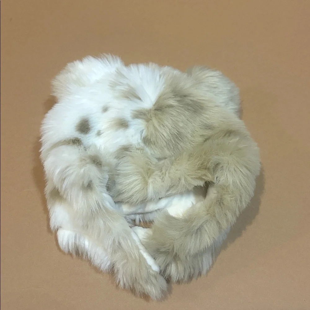 RH Luxe Faux Fur Snow Leopard Baby Hood Hat Size 0-12 Months